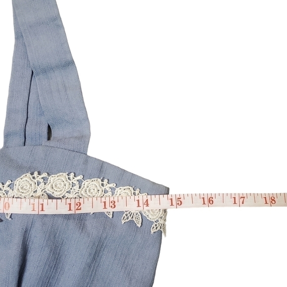 Silhouette Sphaget Strap Blue Sundress  with Scalloped Lace Size S - Picture 7 of 13